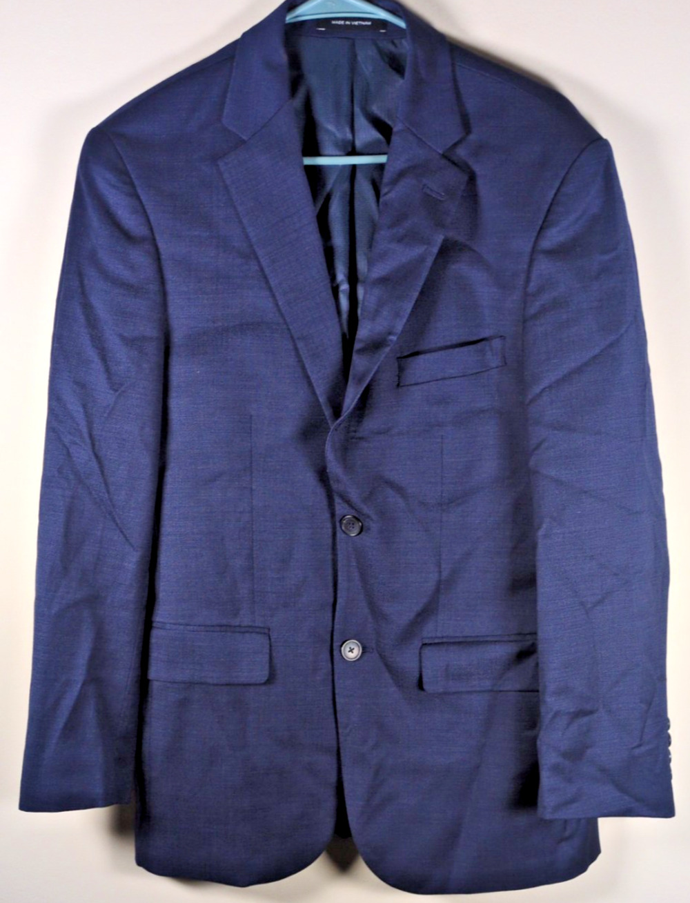 Kenneth Cole Awearness Mens Sport Coat 38R Blue Wool Stretch Slim Suit Blazer
